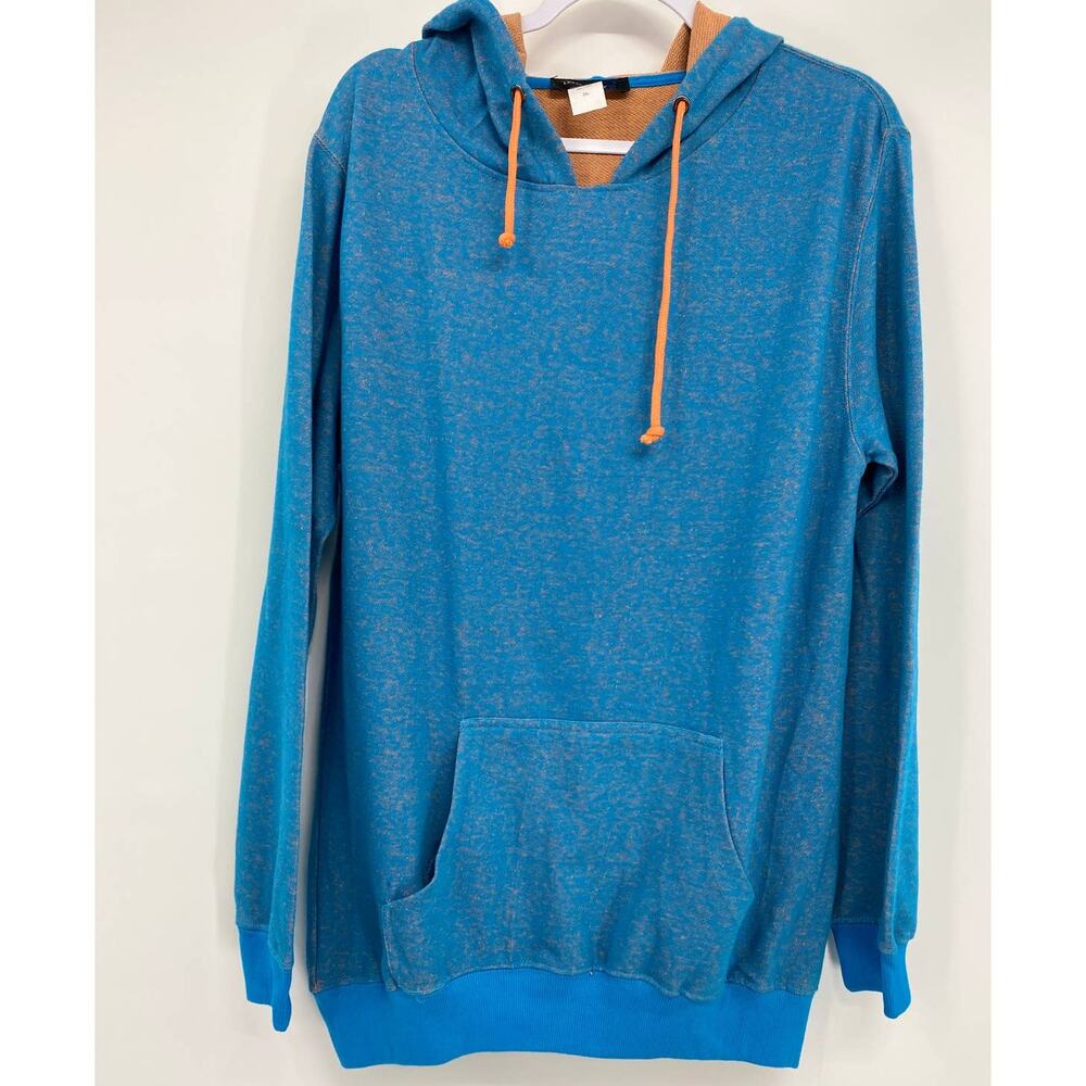 Level Eight Womens Blue Orange Hoodie Sweater Top NEW 2XL